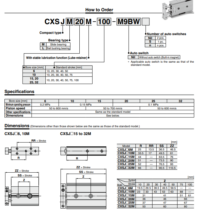 Air Cylinder SMC CXSM15-125-Z73L-XB11 Xi lanh khí nén